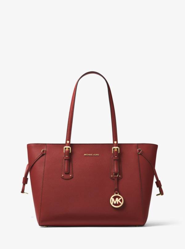 Damske Prenosná Taška Michael Kors Voyager Medium Crossgrain Leather Hnede - Kabelky Michael Kors Slevy | RHAJY-2718